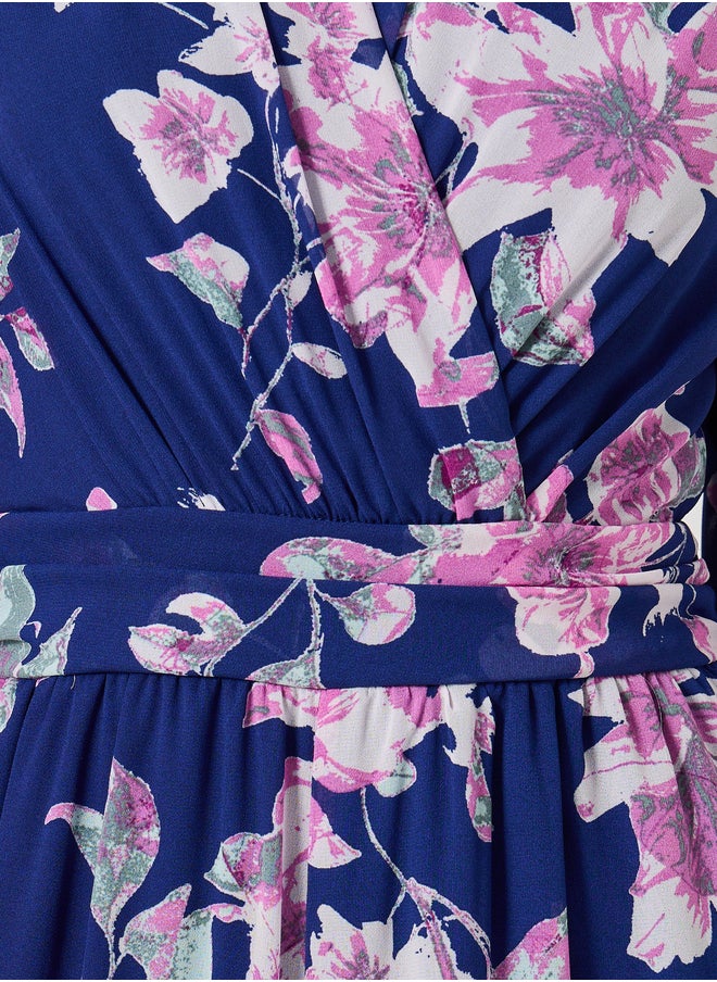 Styli Floral Print V-Neck Wide Leg Jumpsuit  - Image 3