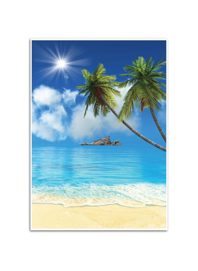 Blue Panda Tropical Beach Background - Photography Backdrop - Great for Studio, Booth, Party, Photo, Wedding, Business Use, 4.9 x 7.2 Feet  - Image 1