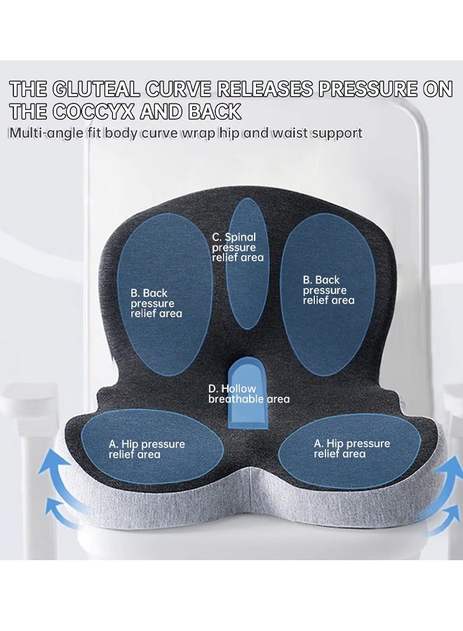 Seat Cushion and Lumbar Support Pillow, Memory Foam Office Chair Cushions for Back, One-Piece L-Shaped Design Car Seat Cushions Back Support Pillows with Washable Cover, Reduce Pressure On Tailbone, Relieve Pain for Long Sitting