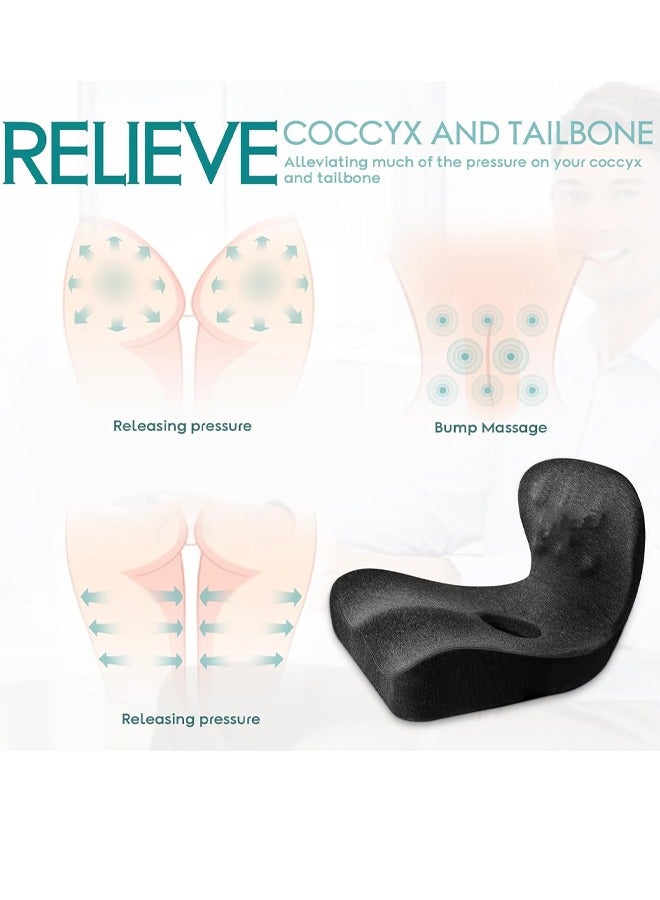 Seat Cushion and Lumbar Support Pillow, Memory Foam Office Chair Cushions for Back, One-Piece L-Shaped Design Car Seat Cushions Back Support Pillows with Washable Cover, Reduce Pressure On Tailbone, Relieve Pain for Long Sitting
