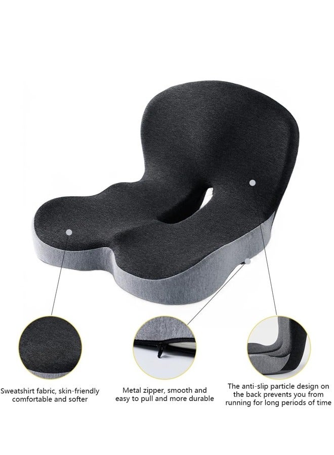 Seat Cushion and Lumbar Support Pillow, Memory Foam Office Chair Cushions for Back, One-Piece L-Shaped Design Car Seat Cushions Back Support Pillows with Washable Cover, Reduce Pressure On Tailbone, Relieve Pain for Long Sitting