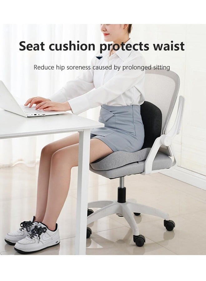 Seat Cushion and Lumbar Support Pillow, Memory Foam Office Chair Cushions for Back, One-Piece L-Shaped Design Car Seat Cushions Back Support Pillows with Washable Cover, Reduce Pressure On Tailbone, Relieve Pain for Long Sitting