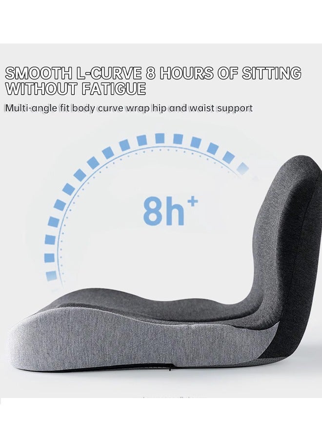 Seat Cushion and Lumbar Support Pillow, Memory Foam Office Chair Cushions for Back, One-Piece L-Shaped Design Car Seat Cushions Back Support Pillows with Washable Cover, Reduce Pressure On Tailbone, Relieve Pain for Long Sitting