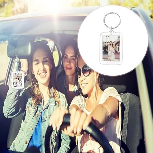 SQUISHCO 10Pcs Photo Keychain, 25x37mm Acrylic Photo Keychain with Rectangle Frames, Clear Photocard Holder Keychain for DIY Souvenirs and Gifts, Multipurpose Keychain for Women and Men - Image 5