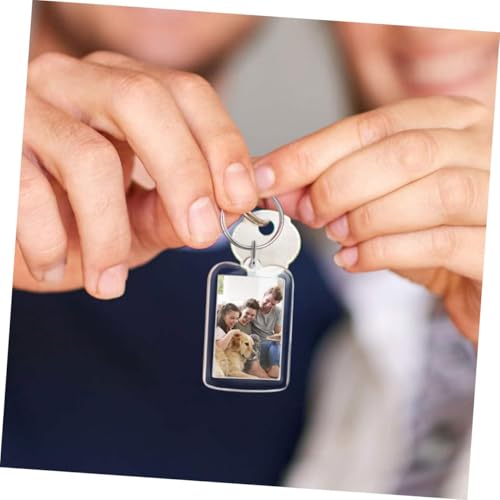 SQUISHCO 10Pcs Photo Keychain, 25x37mm Acrylic Photo Keychain with Rectangle Frames, Clear Photocard Holder Keychain for DIY Souvenirs and Gifts, Multipurpose Keychain for Women and Men - Image 2