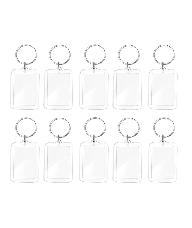 SQUISHCO 10Pcs Photo Keychain, 25x37mm Acrylic Photo Keychain with Rectangle Frames, Clear Photocard Holder Keychain for DIY Souvenirs and Gifts, Multipurpose Keychain for Women and Men - Image 1