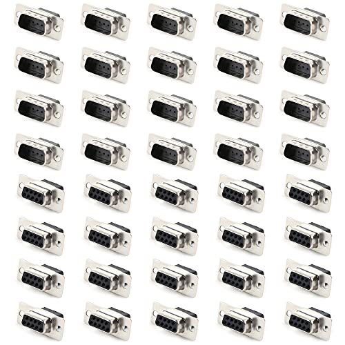 JRready ST6238 DB9 Accessories Connectors Female to Male 9 Pin DSUB Crimp Type Connector 20 Female and 20 Male PBT Insulator for RS232 CNC Industrial Communication Equipment - Image 1