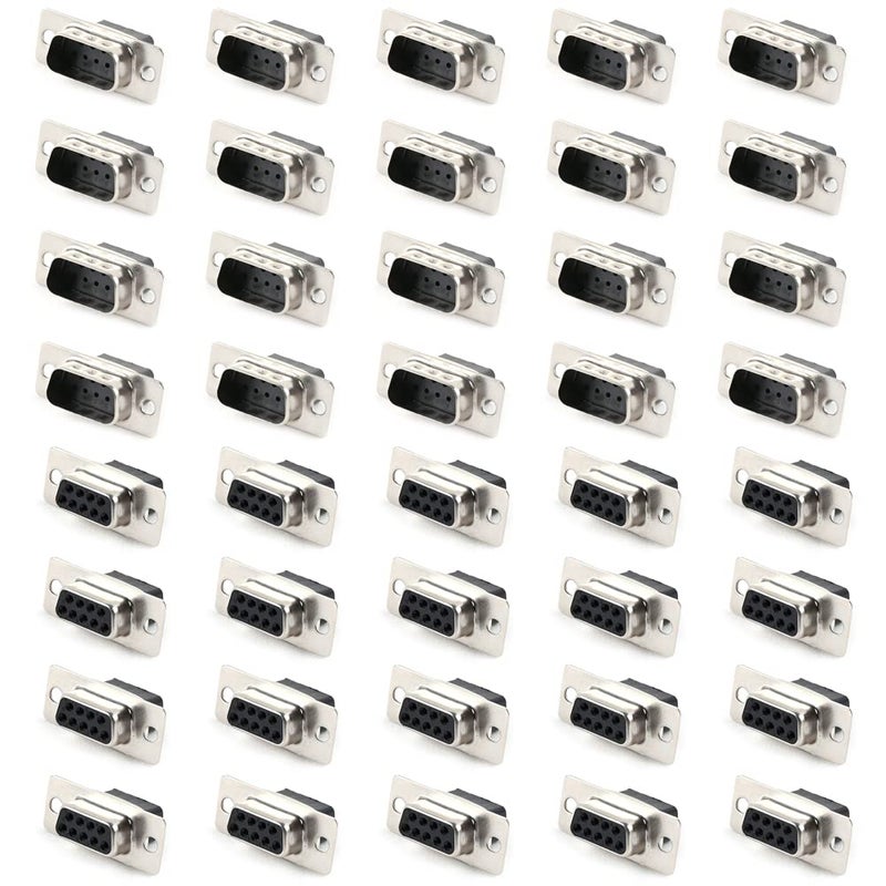 JRready ST6238 DB9 Accessories Connectors Female to Male 9 Pin DSUB Crimp Type Connector 20 Female and 20 Male PBT Insulator for RS232 CNC Industrial Communication Equipment - Image 2