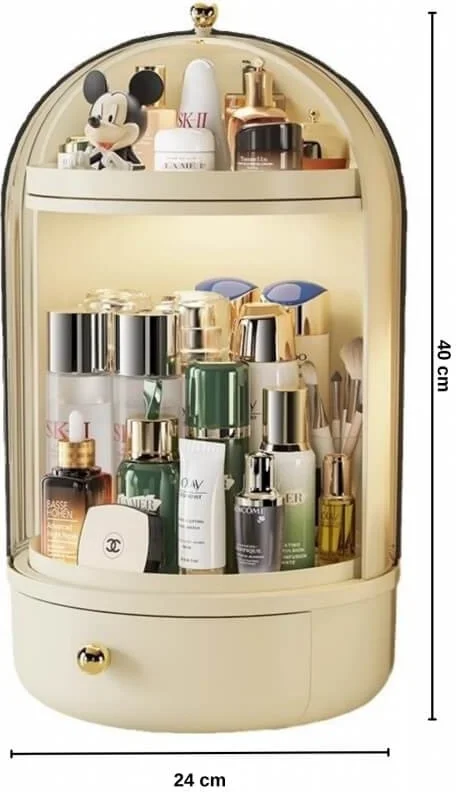 بييف House by House Showcase 360 Rotating Stand Drawer Shelf Container Makeup Cosmetic Organizer