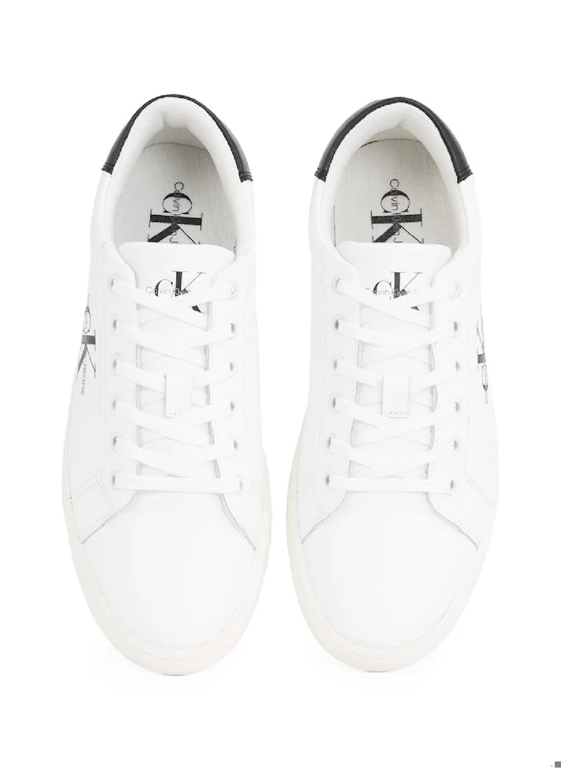 Calvin Klein Jeans Men's Leather Trainers -  recycled and bio-based blend leather upper , White