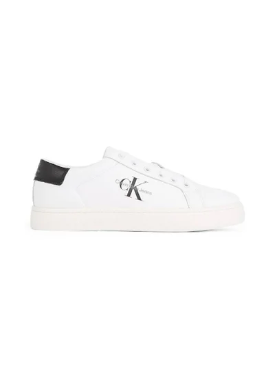 Calvin Klein Jeans Men's Leather Trainers -  recycled and bio-based blend leather upper , White