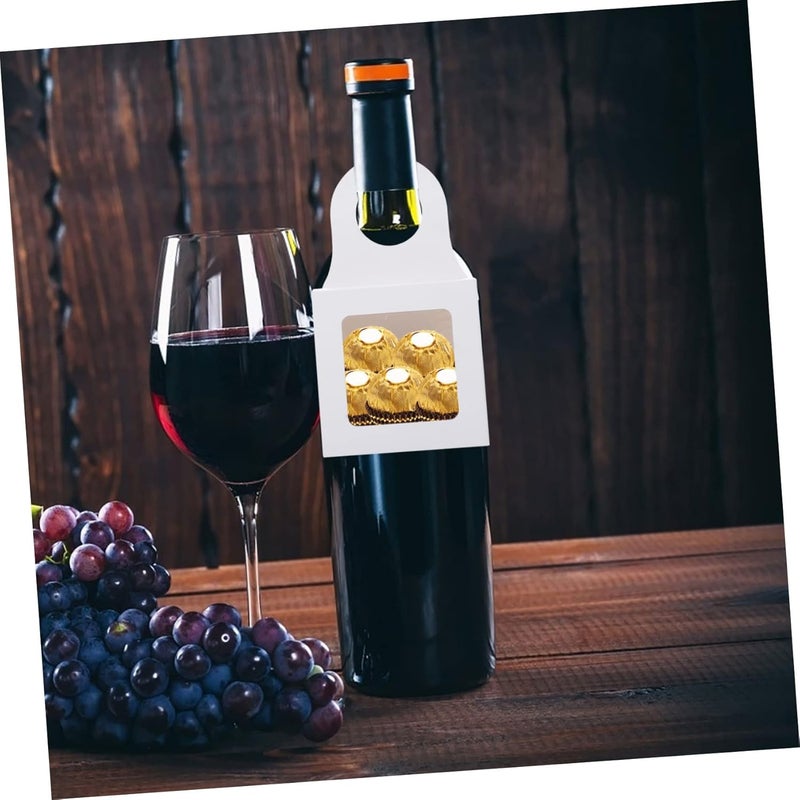 ELAYARD 25Pcs Wine Bottle Box with Clear Window Hanging Paper Box Foldable Kraft Holder for Wine Chocolates and Snacks for Celebrations and Gifting - Image 5