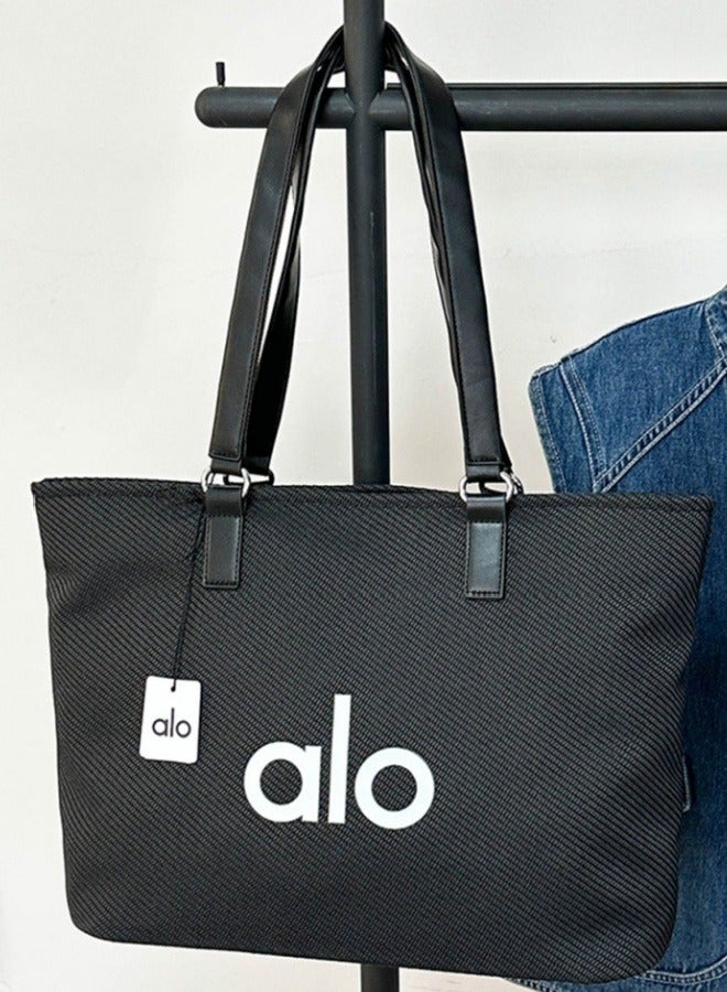 Alo Yoga ALO YOGA Simple Large Capacity Commuter Tote Bag Shopping Single Shoulder Canvas Bag Women's Sports and Leisure Trendy Fitness Bag 