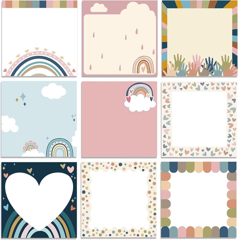Saypacck 9 Pads Cute Sticky Notes Cartoon Self Stick Notepads 3x3 Inches Notes Adhesive Memo Pad Office Decor Gifts for Students School Teacher Office Meeting (Boho) - Image 1