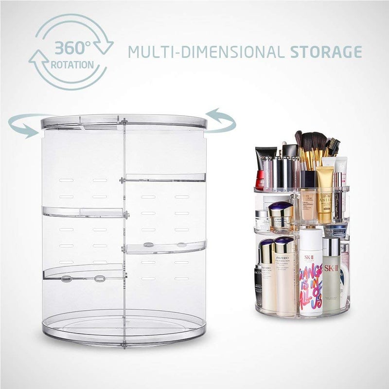 Leawall Makeup Organizer, 360 Degree Rotating Cosmetic Storage Organizer, 7 Adjustable Layers Large Capacity Makeup Display Case, Fits Jewellery Makeup Brushes and Lipsticks, Clear Acrylic - Image 4
