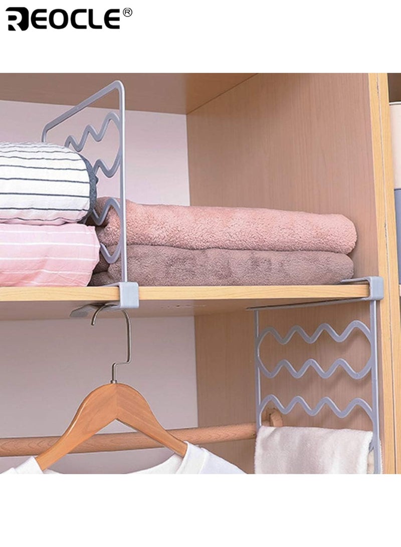 REOCLE 4PCS Practical Shelf Dividers Wardrobe Partition Shelves Space-Saving Wardrobe Storage Solution Towel Rack for Organizing Closet Clothing Towels Home Storage Ideal for Families Adults - Image 2