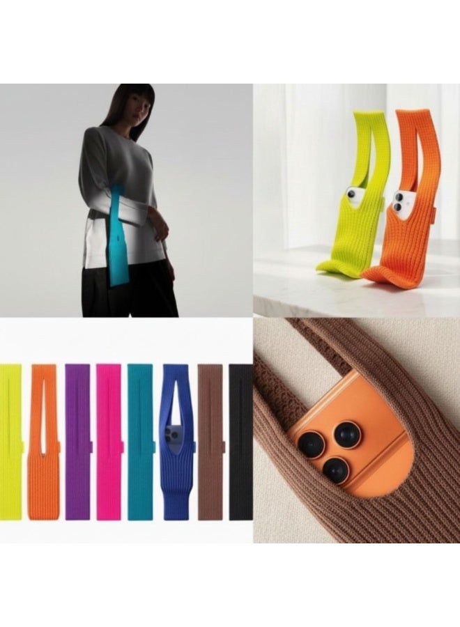 Portbae Trendy Phone Pocket Mobile Holder – 2-Piece Combo (Green & Orange) with 40cm Shoulder Strap, Soft Protective Stylish Phone Bag - Image 3