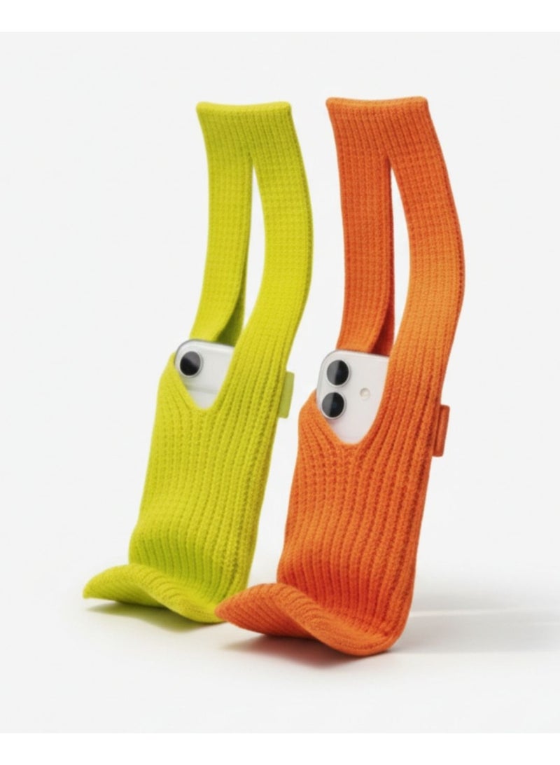 Portbae Trendy Phone Pocket Mobile Holder – 2-Piece Combo (Green & Orange) with 40cm Shoulder Strap, Soft Protective Stylish Phone Bag - Image 2