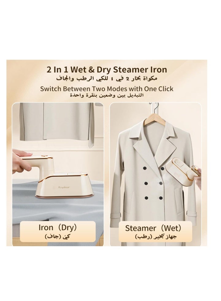 ROYALSTAR Foldable Steam Iron with 1200W 20s Fast Heat-Up,Wet and Dry Ironing Flat Ironing and Hanging Ironing 2 in 1 Light Mini Portable Travel Iron with Durable Braided Cord,for Home and Travel - Image 4