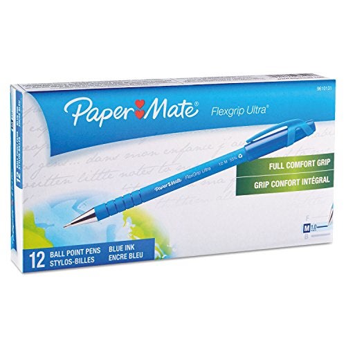Paper Mate 9610131 FlexGrip Ultra Ballpoint Stick Pen, Blue Ink, Medium, Dozen - Image 2