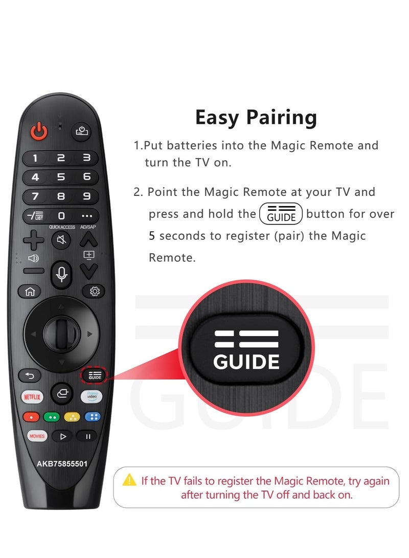 Voice Magic Remote AKB75855501 for LG AN-MR20GA AN-MR19BA Smart TV Magic Remote Replacement, with Pointer Function