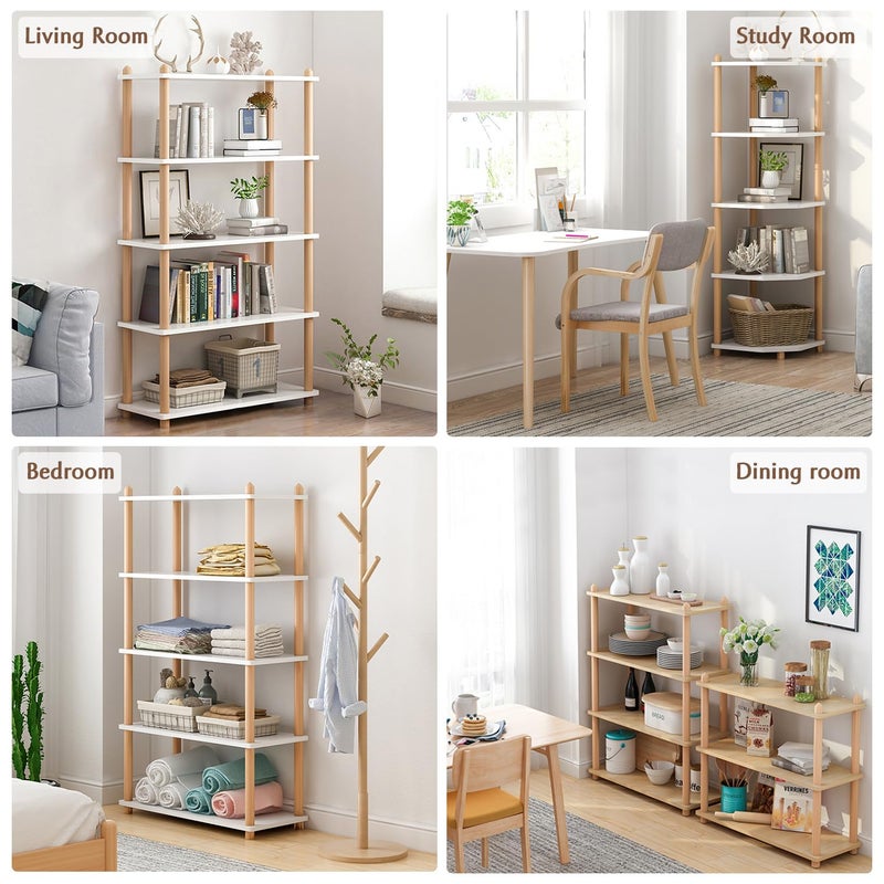IOTXY 3-Tier Wooden Shelf Bookcase - Modern Open Bookshelf, Free Standing Storage Rack, Multifunctional Display Stand for Home and Office, Oak, Rectangle - Image 4