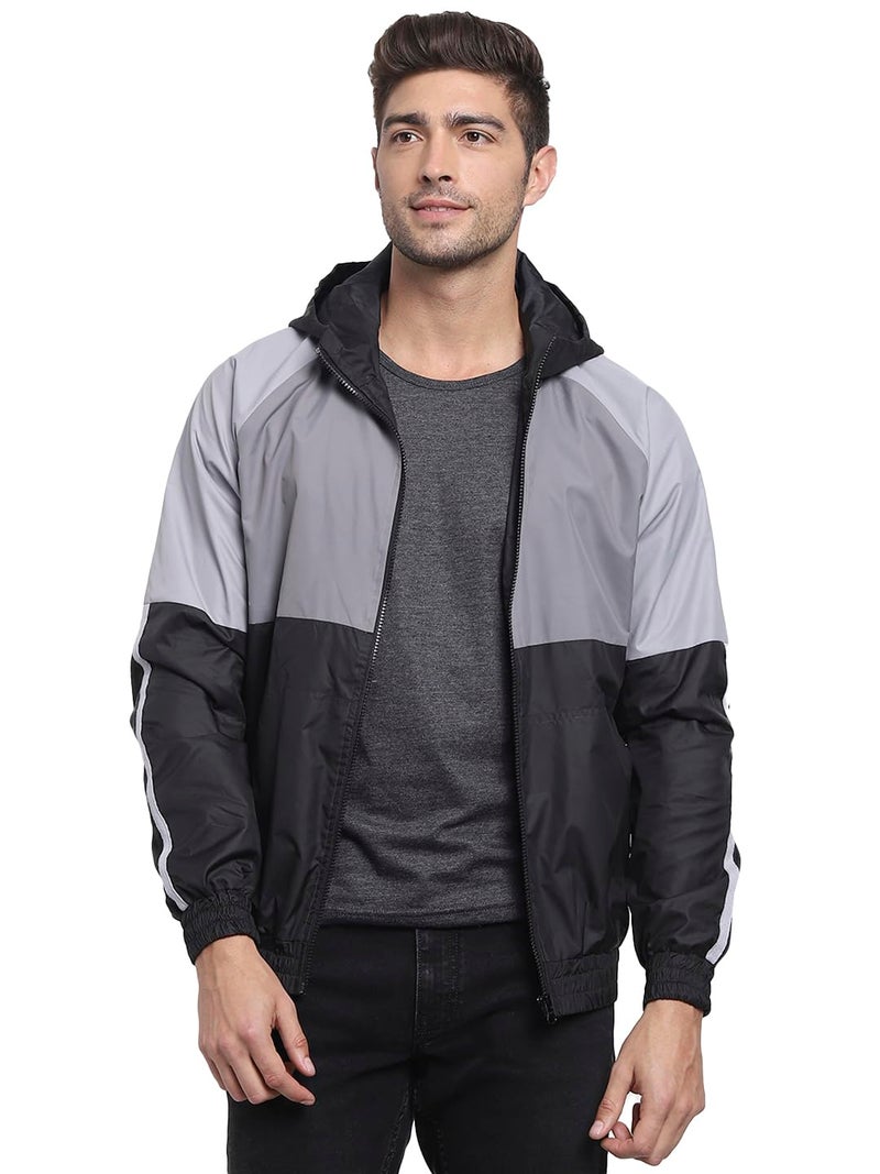 Bewakoof Air 1.0 Men's Solid Regular Fit Full Sleeve Round Neck 100% Polyester Windcheater Jacket_ 367108 Black XL - Image 1