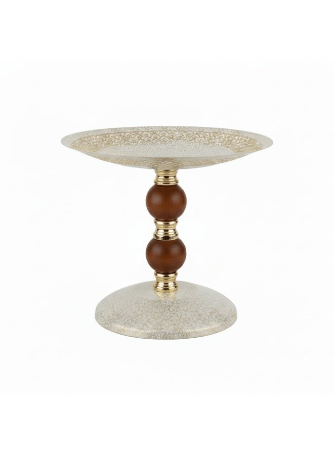 AKDC Brown & Gold Footed Cream Metal Candy Tray - 20x25 cm - Image 2