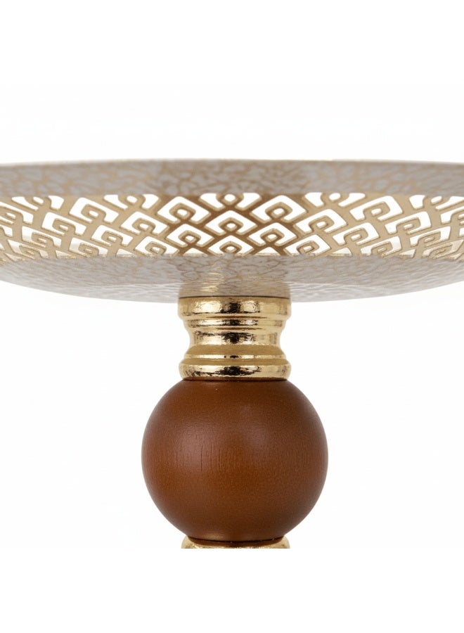 AKDC Brown & Gold Footed Cream Metal Candy Tray - 20x25 cm - Image 3