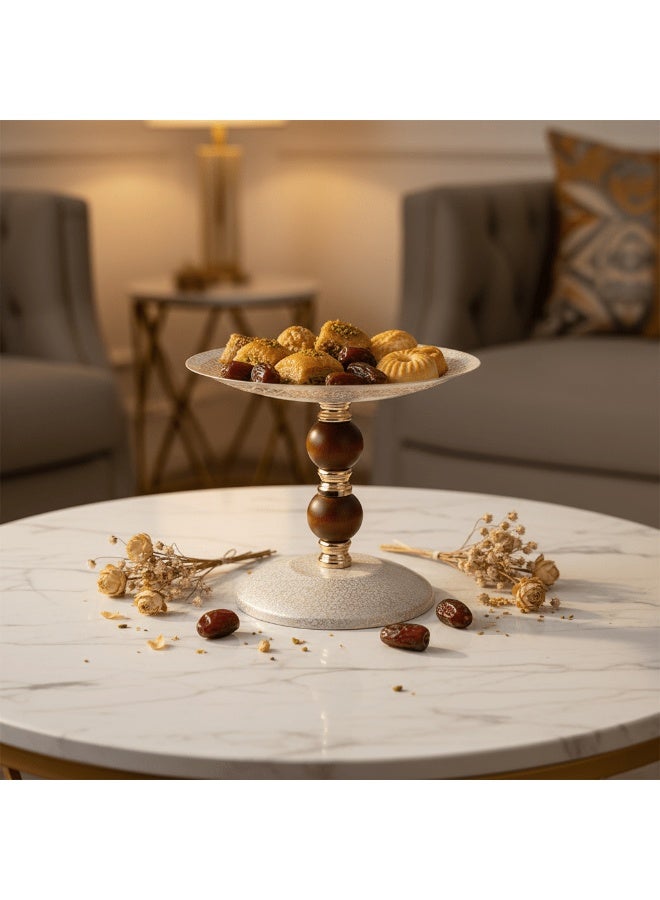AKDC Brown & Gold Footed Cream Metal Candy Tray - 20x25 cm - Image 4