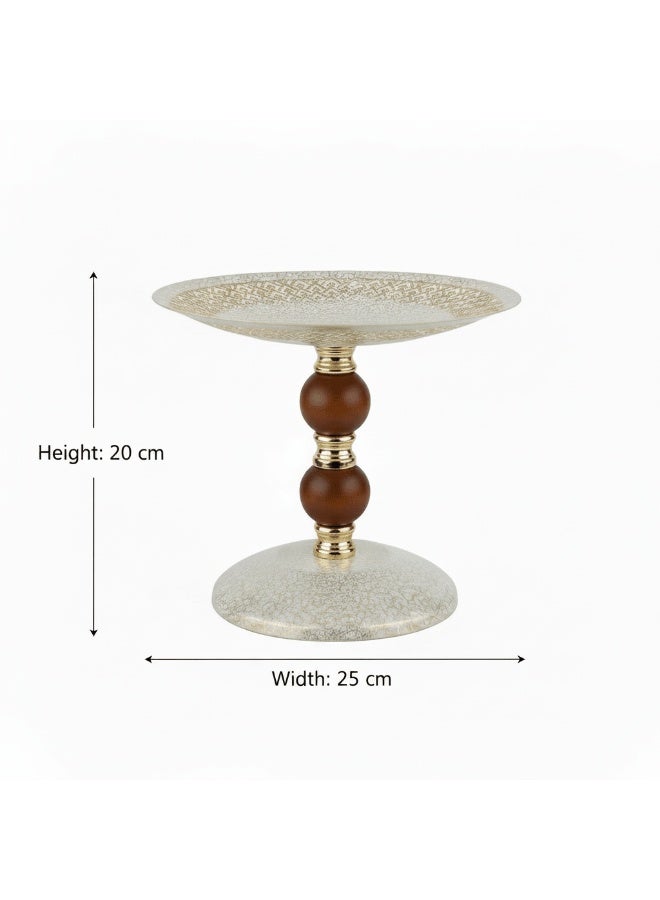 AKDC Brown & Gold Footed Cream Metal Candy Tray - 20x25 cm - Image 1