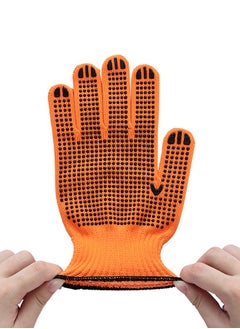LAWAZIM 3-Pairs Cotton Working Gloves - Orange Dotted  - Image 4