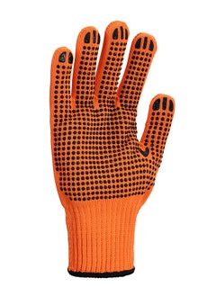 LAWAZIM 3-Pairs Cotton Working Gloves - Orange Dotted  - Image 5