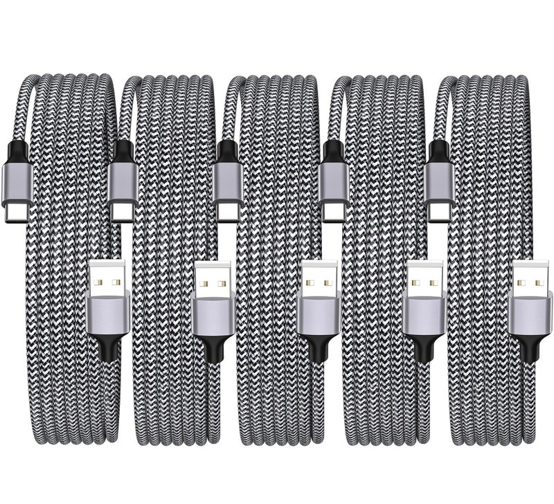 Linocell [Apple MFi Certified] iPhone 17 Charger Cable, Linocell 5Pack USB A to Type C 60W Fast Charging Cord USB Type C Braided Cable for iPhone 17/17 Air/17 Pro/17 Pro Max/16 Pro/15/Galaxy S25/S24/Pixel/iPad - Image 1