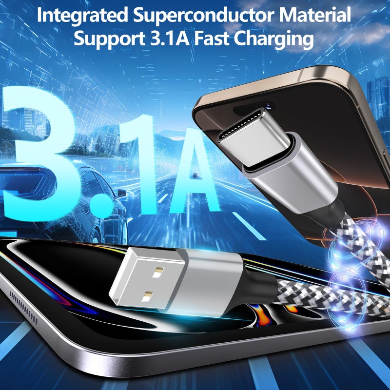 Linocell [Apple MFi Certified] iPhone 17 Charger Cable, Linocell 5Pack USB A to Type C 60W Fast Charging Cord USB Type C Braided Cable for iPhone 17/17 Air/17 Pro/17 Pro Max/16 Pro/15/Galaxy S25/S24/Pixel/iPad - Image 3