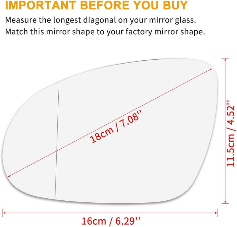 demulax Heated Side Mirror Glass for VW Golf R32 Rabbit - Image 2