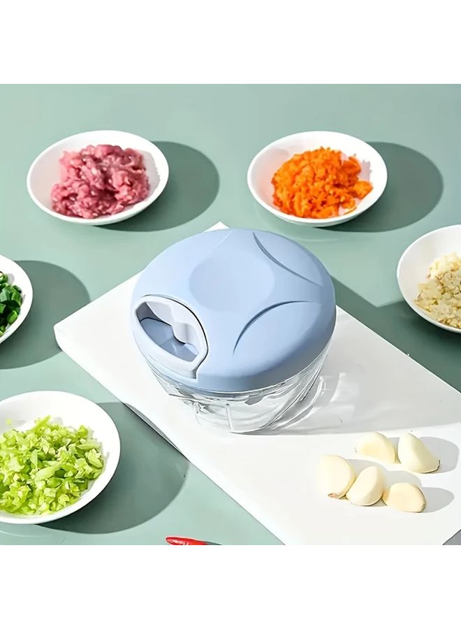 Blue Heavy Duty Manual Food Chopper 16 91oz Portable Vegetable Slicer - Image 3