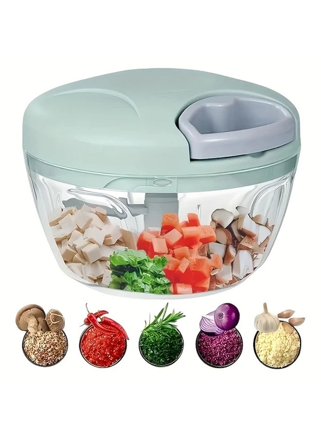 Blue Heavy Duty Manual Food Chopper 16 91oz Portable Vegetable Slicer - Image 1