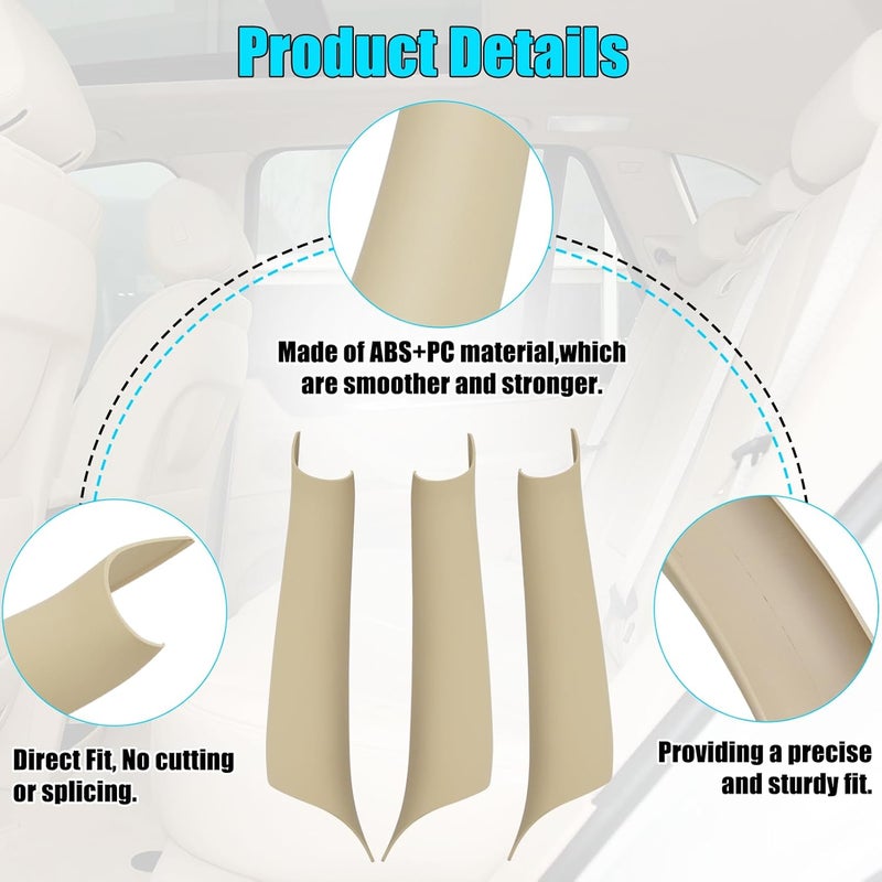 Jaronx Compatible with BMW X5 F15/X6 F16 Door Handle Covers, 3PCS Left Driver & Right Passenger Side Door Pull Handle Covers for X5 F15 2014-2018, X6 F16 2015-2018 (Beige) - Image 5