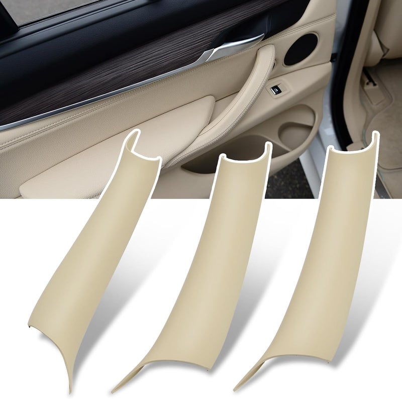 Jaronx Compatible with BMW X5 F15/X6 F16 Door Handle Covers, 3PCS Left Driver & Right Passenger Side Door Pull Handle Covers for X5 F15 2014-2018, X6 F16 2015-2018 (Beige) - Image 1