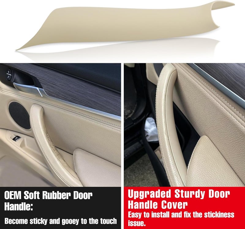 Jaronx Compatible with BMW X5 F15/X6 F16 Door Handle Covers, 3PCS Left Driver & Right Passenger Side Door Pull Handle Covers for X5 F15 2014-2018, X6 F16 2015-2018 (Beige) - Image 2