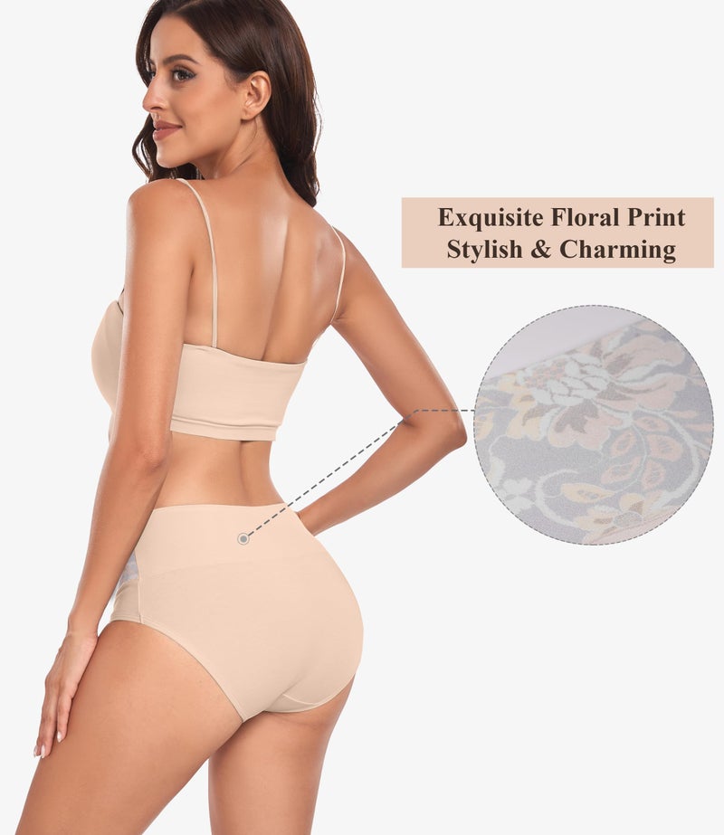 coskefy Women's High Waisted Underwear Cotton Stretch Briefs Full Coverage Ladies Panties Plus Size Multipack - Image 5