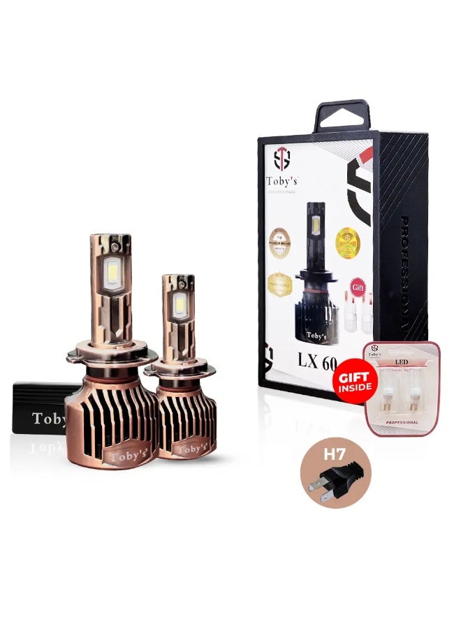 توبيز LX 60 قطعتين من مصابيح LED الأصلية للسيارة بقوة 60 وات/القطعة وقوة 6000 لومن/القطعة مع درجة حرارة لون 6500 كلفن - H7 - Image 1
