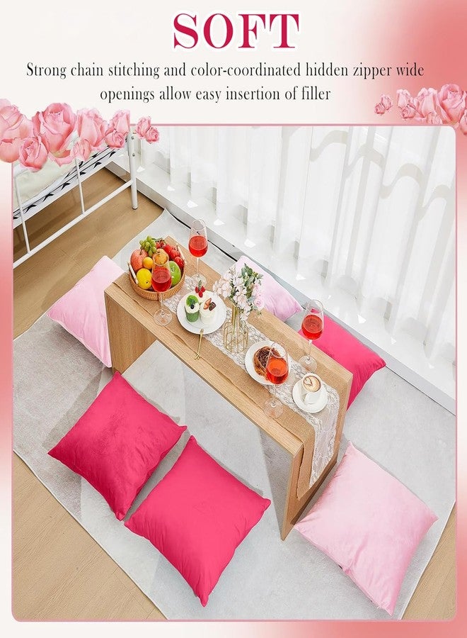 Berlune 6 Pcs Velvet Throw Pillow Covers 18" x 18" Decorative Cushion Cases Soft Pillowcase for Picnic Coquette Party Accessories Bedroom Living Room Decor, No Inserts (Girl Colors) - Image 3