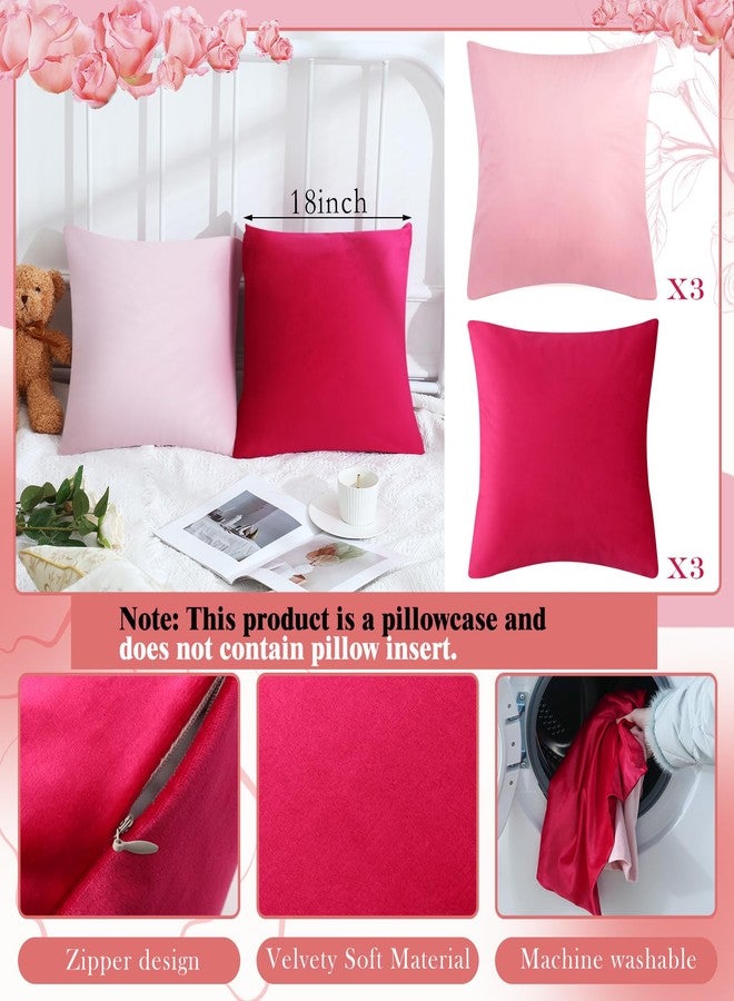 Berlune 6 Pcs Velvet Throw Pillow Covers 18" x 18" Decorative Cushion Cases Soft Pillowcase for Picnic Coquette Party Accessories Bedroom Living Room Decor, No Inserts (Girl Colors) - Image 2
