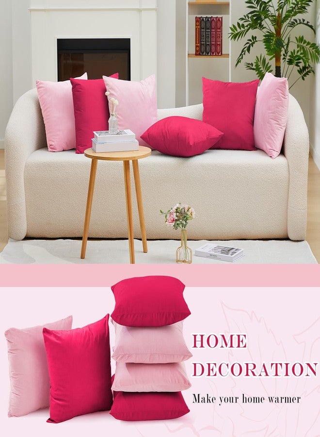 Berlune 6 Pcs Velvet Throw Pillow Covers 18" x 18" Decorative Cushion Cases Soft Pillowcase for Picnic Coquette Party Accessories Bedroom Living Room Decor, No Inserts (Girl Colors) - Image 5