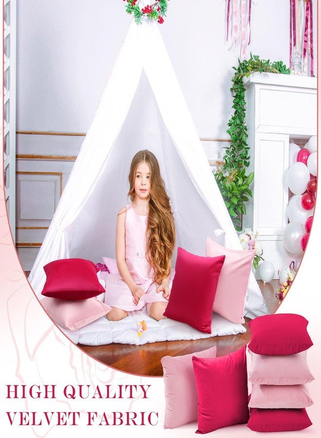 Berlune 6 Pcs Velvet Throw Pillow Covers 18" x 18" Decorative Cushion Cases Soft Pillowcase for Picnic Coquette Party Accessories Bedroom Living Room Decor, No Inserts (Girl Colors) - Image 4