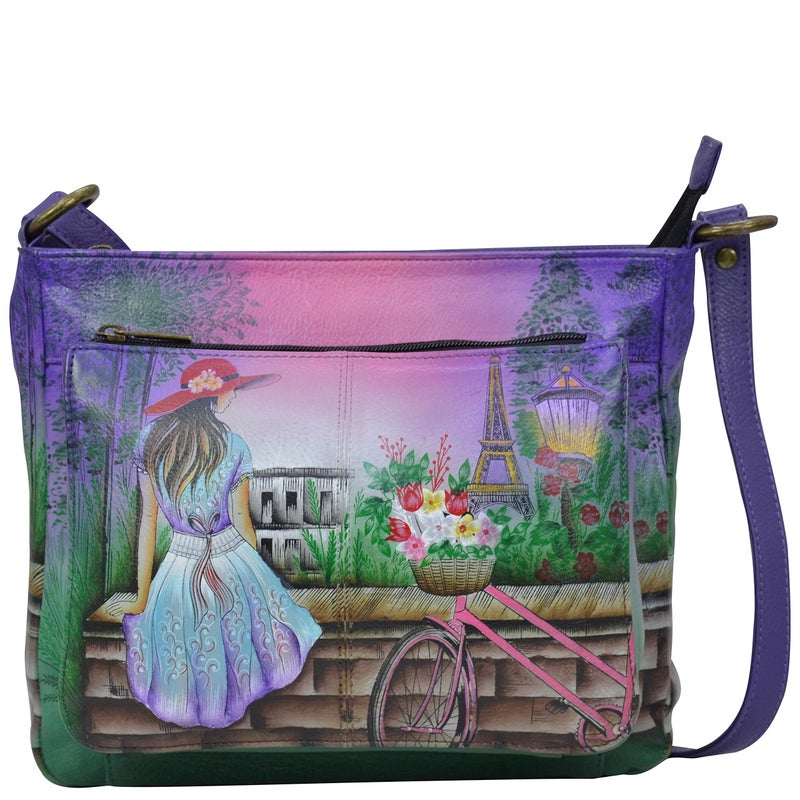 Anna by Anuschka Women's Zip-top Multi-compartment Organizer Medium Crossbody, Paris Sunrise, One Size US - Image 5