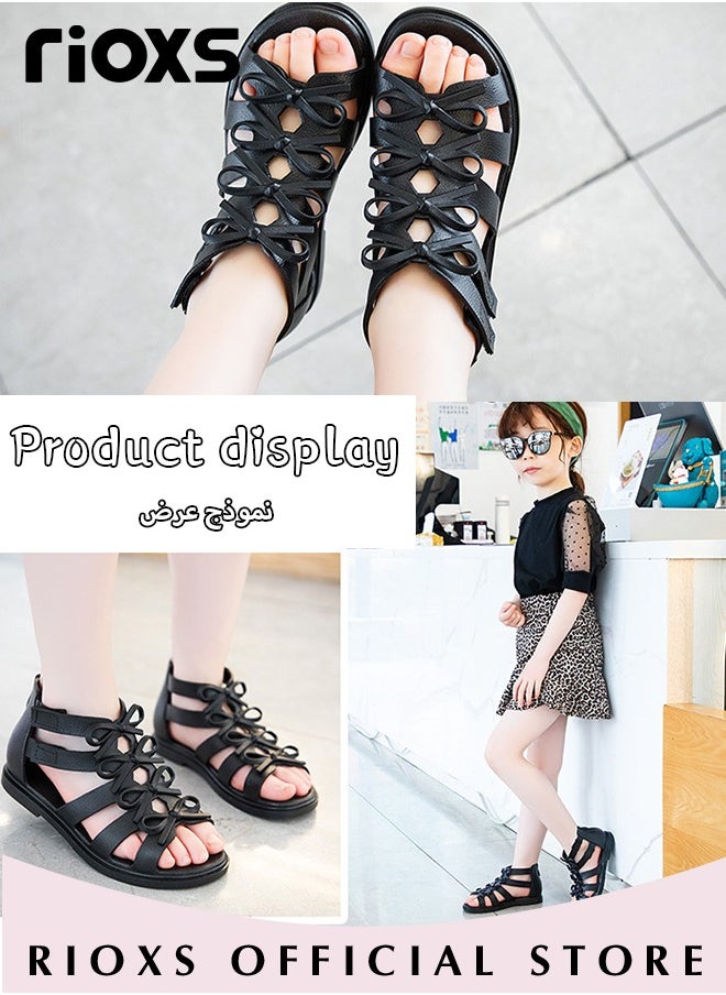 RIOXS - Little Kids Girls Fashion Non-Slip Soft Sole Floral Sandals Princess Adjustable Shoes Lightweight Breathable Ankle Strap Sandals - Image 1