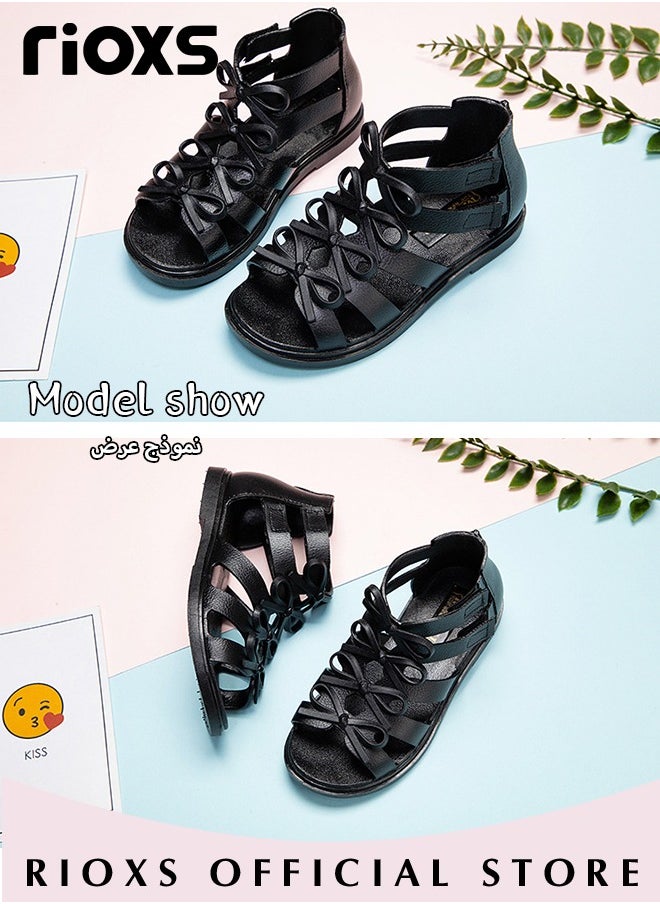 RIOXS - Little Kids Girls Fashion Non-Slip Soft Sole Floral Sandals Princess Adjustable Shoes Lightweight Breathable Ankle Strap Sandals - Image 1